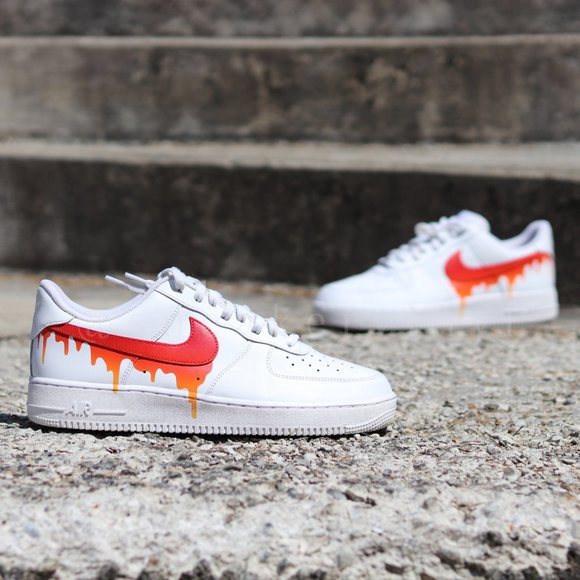 Nike Air Force 1 Low SUN FIRE Paint Drip Custom NWT - Picture 5 of 10